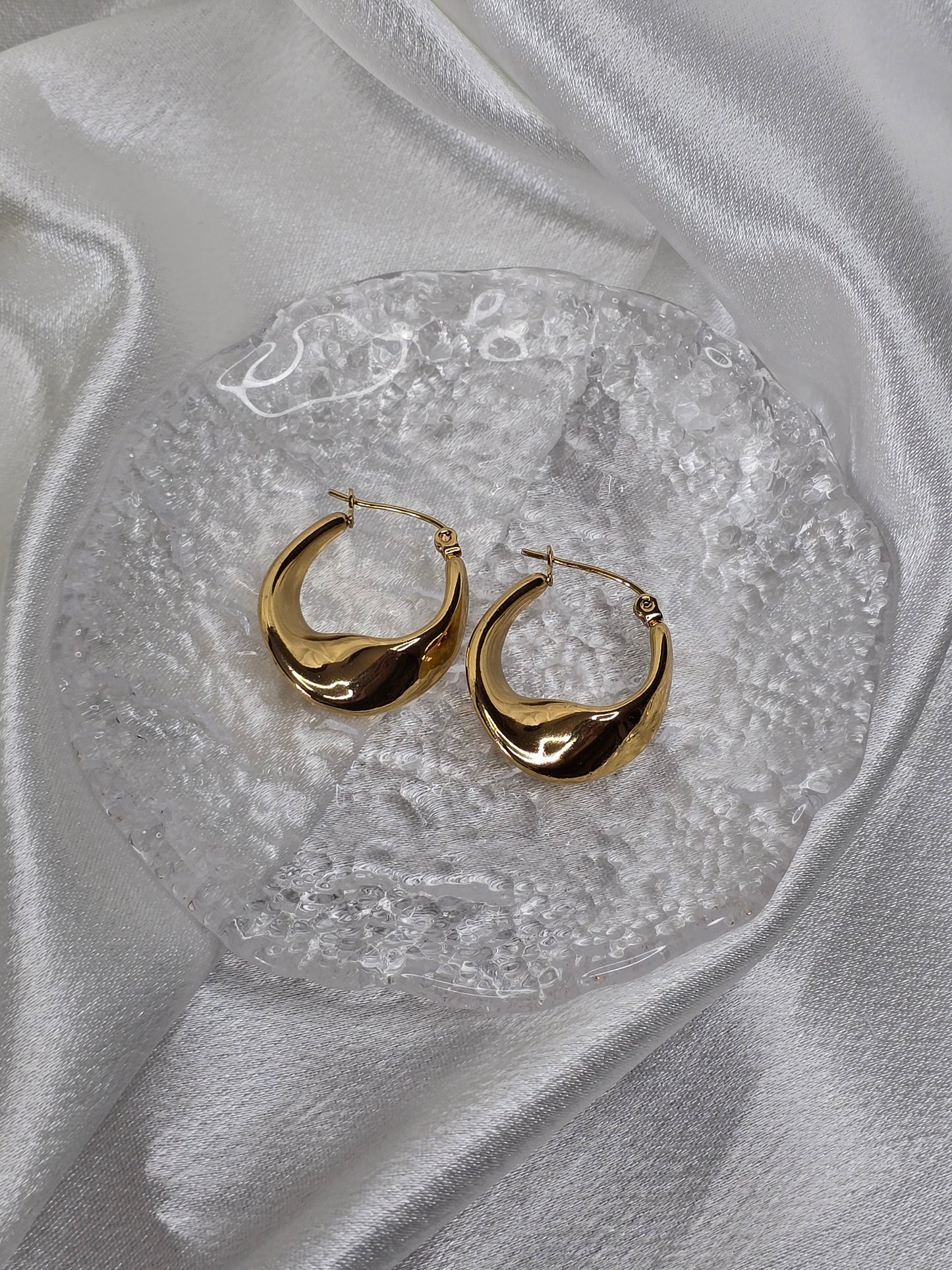 Boucles d'Oreilles Créoles Ondulées Acier Design moderne