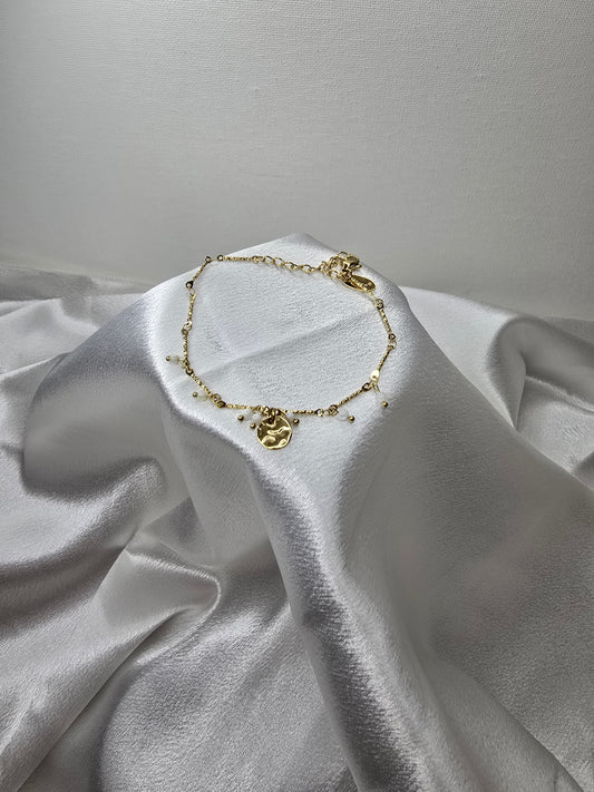 Bracelet pampille nacre en acier doré