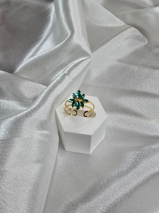 Bague en cristal de fleur vert