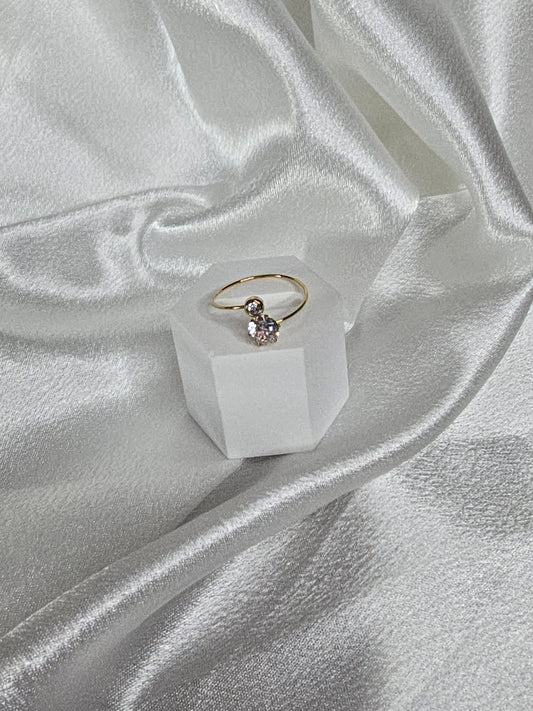 Bague avec strasse en acier doré