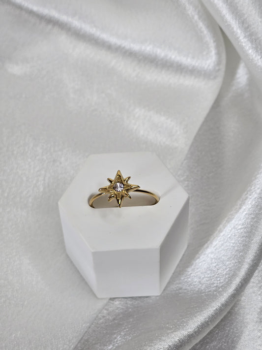 Bague étoile réglable en acier doré