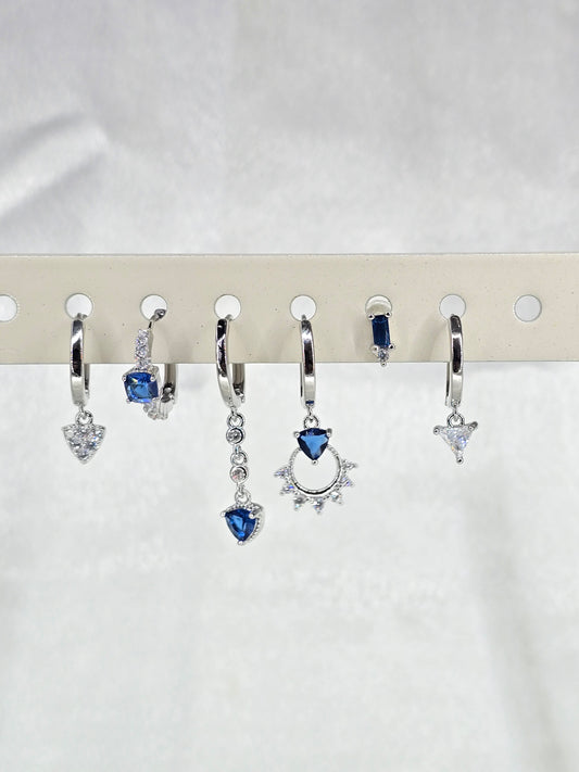 Ensemble de 6 boucles d'oreilles avec zircon