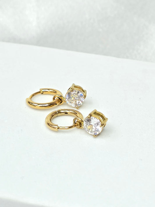 Boucles d'oreilles pendantes avec cristal rond