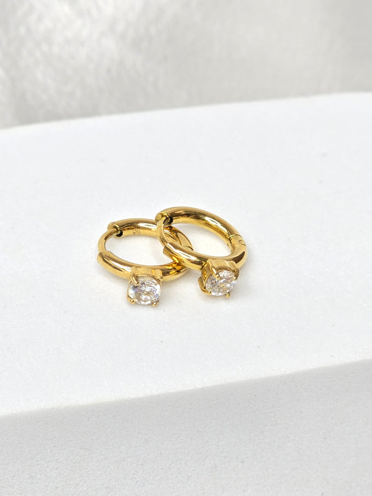 Boucles d'oreilles mini créole avec strasses