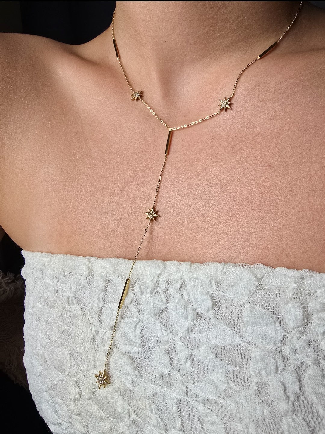 Collier Y avec étoile strassée