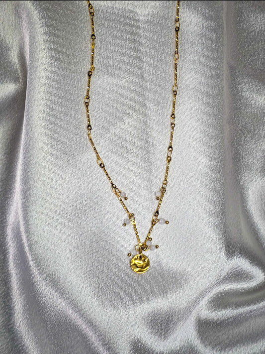 Collier pampille nacre en acier doré